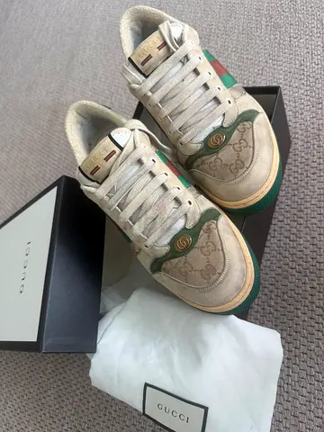 Gucci Leather Screener Sneakers for Men, Size 8