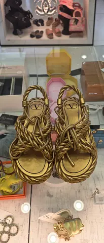 Gold Braided Gladiator Sandals - Women's Size (preowned)