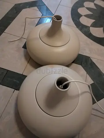 Pair of vintage pendant lamp shades - beige, working condition 2 PCs
