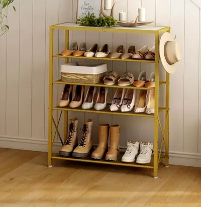 Metal 4-Tier Rack Organizer - Gold Finish