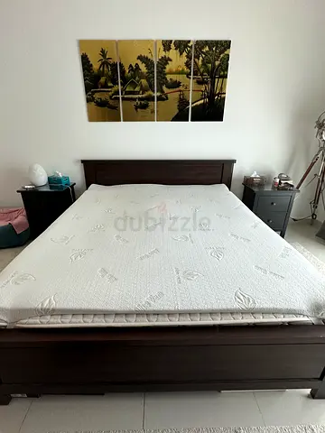 King size wooden bed frame dark brown