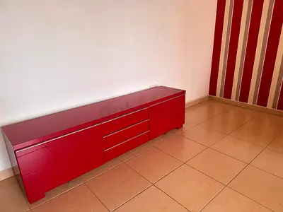 Low Red TV Console / Entertainment Unit with Drawers
