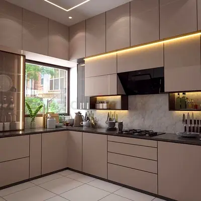Kitchen cabinets with island | Custom built kitchen cabinets with warranty Dubai