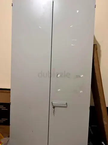 Used Tall Metal Storage Cabinet with Lockable Doors