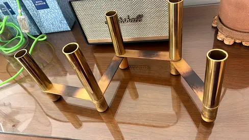 West elm candle holder in gold brass
