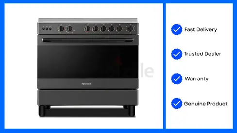 Toshiba Cooking Range 90X60 Free Standing Stove 5 Burner Gas Cooker With 1 Year Warranty