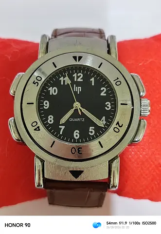 **Rare LIP Classics Vintage Watch with Integrated Flip-Up Compass**
