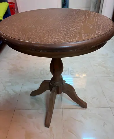 Rustic Style Round Wooden Pedestal Side Table