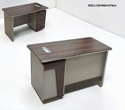 Wooden Office Desk with 3-Drawer Pedestal – 120x60x75cm, Dark Walnut