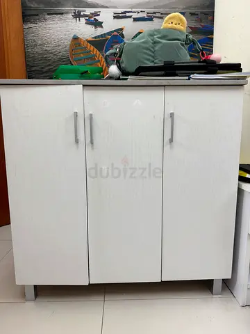 White 3-Door Storage Cabinet / Cupboard - Good Condition