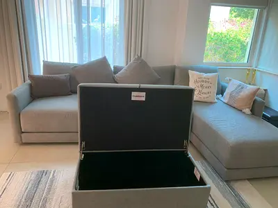 Crate and Barrel Gather deep lshape sofa with ottoman