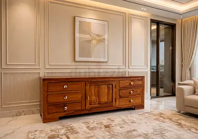 Marina Home solid wood tv table with 6 Drawers
