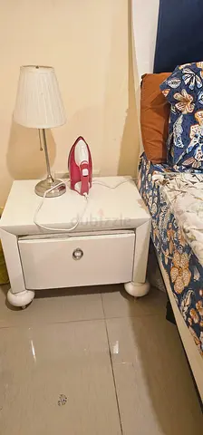Super king size bed with bedside nightstand with single drawer - good condition