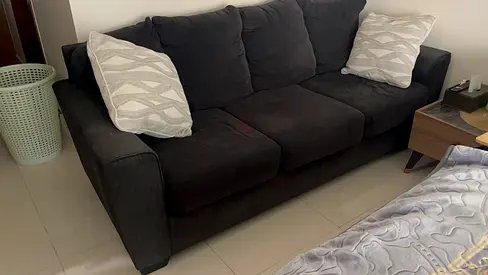 Dark grey 3-seater fabric sofa in good condition