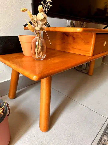 Mid-century modern wooden TV unit / entertainment console - mango wood
