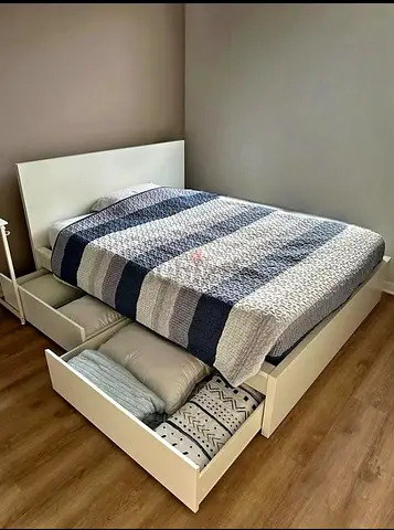IKEA  Queen Size Bed + 2 Storage Drawers + Mattress