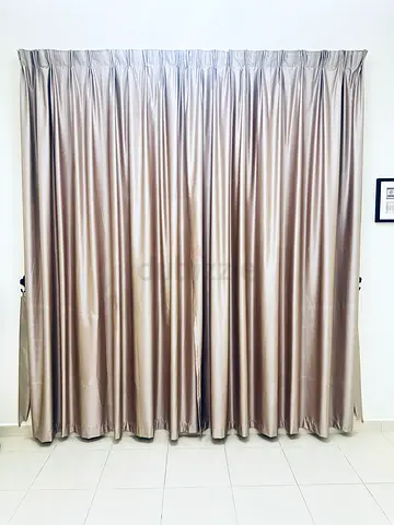 Metallic pink blackout curtains - pair, good condition, ready to hang