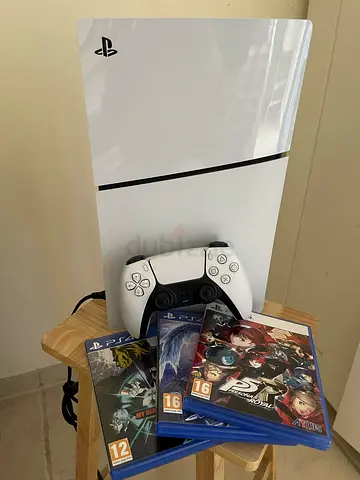 PlayStation 5 Slim Disc Version (International Version) + DualSense Controller and 3 Disc Games