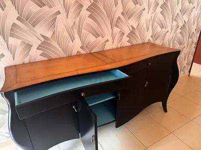 Modern Two-Tone Sideboard with Blue Interior