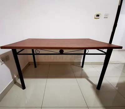 150*90 cm elegant solid Wood Top Dining/Work Table with Metal Frame - perfect Condition no scratch