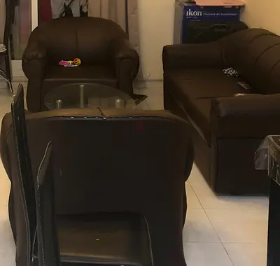 Brown Leather 3-Piece Sofa