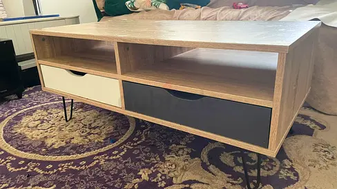 Elegant Wooden Coffee Table with Two Drawers - Urgent Sale