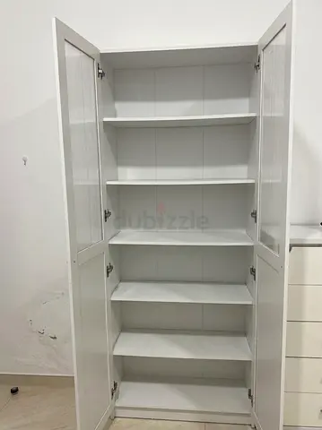 White Tall Storage Cabinet with 5 Shelves – Good Condition