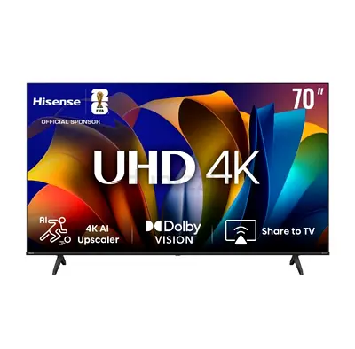 Hisense 70” 4K UHD Smart TV | Free Soundbar inc | VIDAA OS | Dolby Vision HDR | Game Mode VRR & ALLM