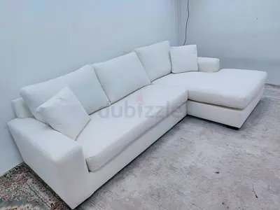 Expensive quality pottery barn off white lshape sofa
