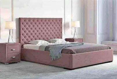 Modern Upholstered Bed Frame with Tufted Headboard
