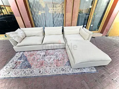 As Perfect Condition Marina home Feather filled L Shape Sofa Beige