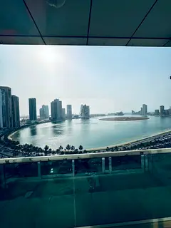 Spacious 3BR with Panoramic Lake View | Chiller Free | Al Taawun Corniche