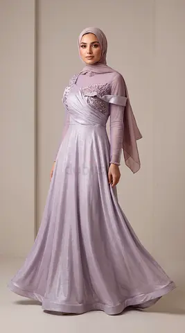 Elegant Lilac Modest Evening Gown Size medium