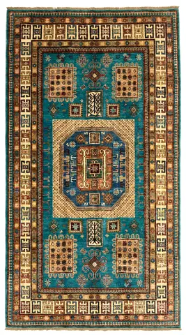 Handwoven Middle Eastern-style Blue & Beige Area Rug ,vintage/tribal handmade Mumluk carpe