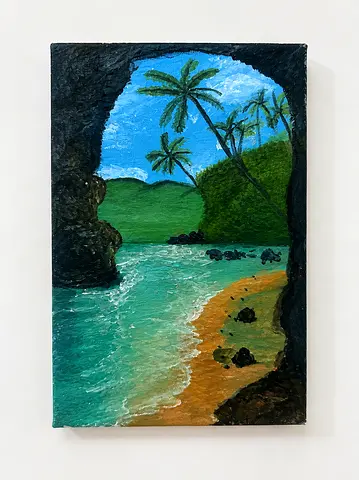 Original Tropical Seascape acrylic Painting on Canvas