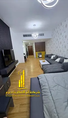 Luxury second occupied studio with separate kitchen and open view, fully furnished ✨ Ajman One Tower. For monthly rent. Rent includes bills, net