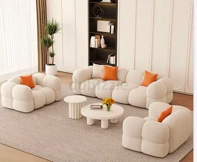 Modern Cloud Modular Sofa Set - 3-Seater + 2 Armchairs in Cream