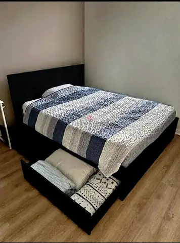 IKEA  Queen Size Bed + 2 Storage Drawers + Mattress