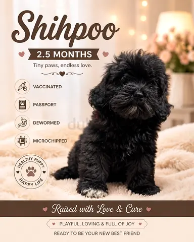 2.5-month-old Shihpoo puppy — vaccinated, microchipped, ready to join family