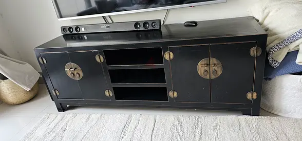 Solid Wood Chinese-Style Black Lacquer TV / Media Cabinet