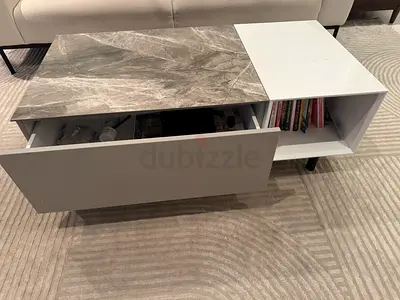 Coffee Table with hidden storage - grey marble top