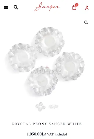 Set of 4 Crystal Peony Saucers - White + tea/coffee cups new, never used. With package.