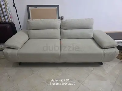 Beige 3-Seater Fabric Sofa in Good Condition