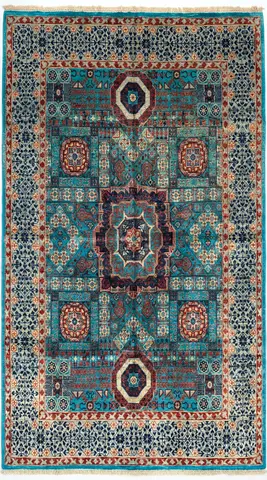 Turquoise Middle Eastern Style Patterned Rug,Mumluk handmade Brand new carpet size 1.51 by 1.96