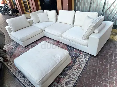 Modular marina home Feather filled sofa with footstool