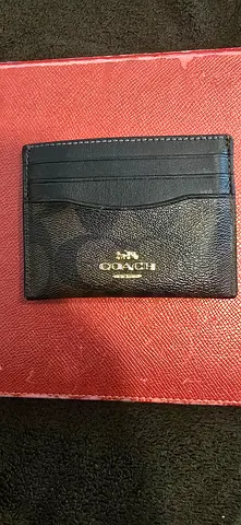 Coach Signature Canvas Leather Card Holder - Black/Brown