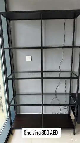 Metal Frame Shelving Unit with Wooden Base - Good Condition
