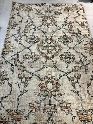 Light Beige Floral Vintage-Style Area Rug - Good Condition