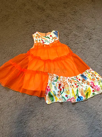 Orange floral baby dress - size for 6-12 months