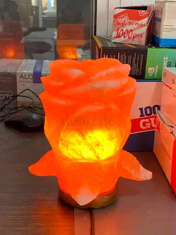 Carved Himalayan Salt Lamp - Flower Design, Working